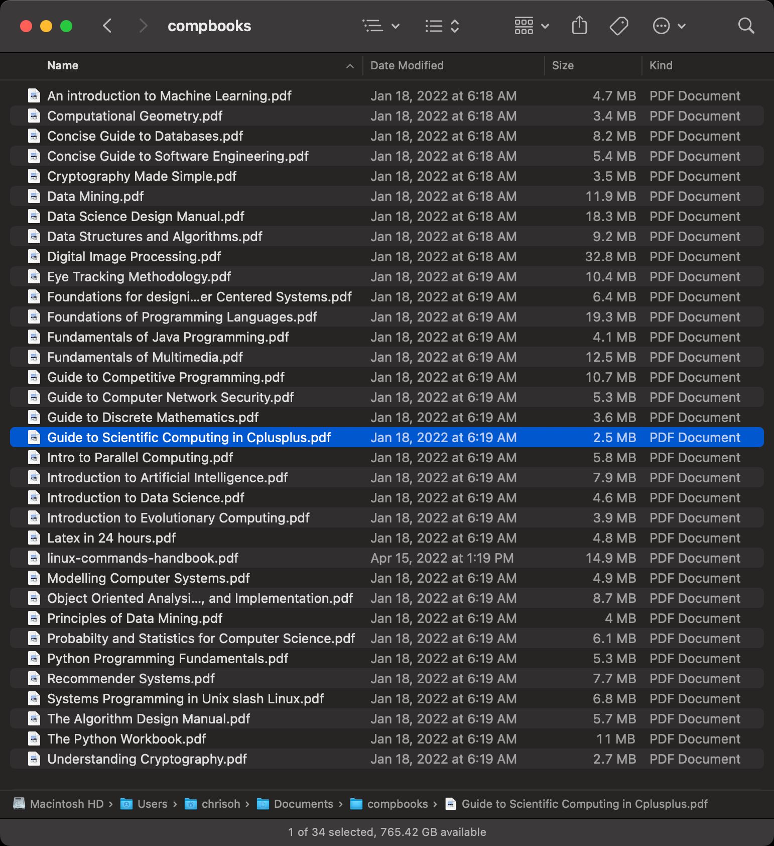 A list of 35 computer science ebooks.