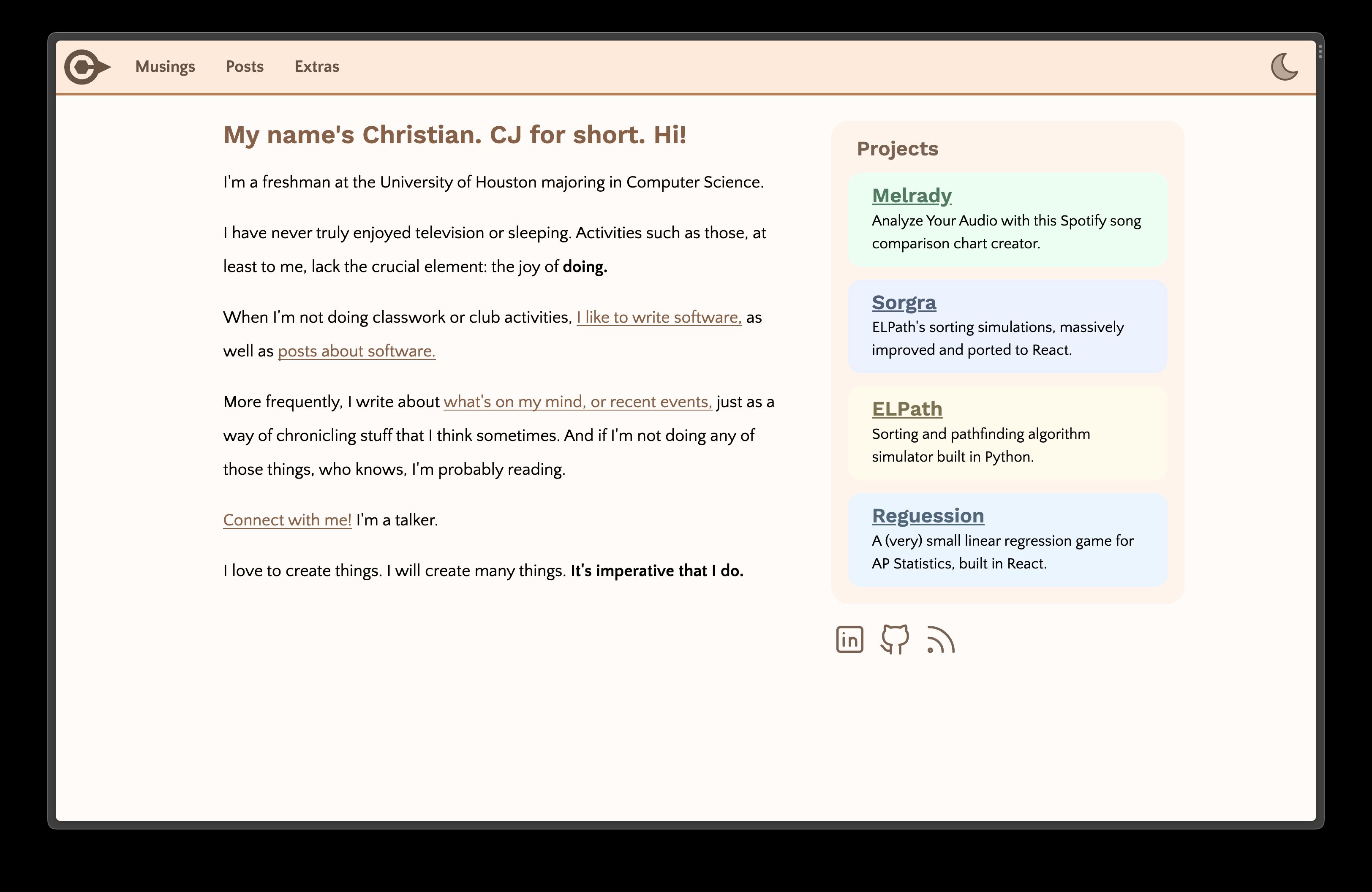 Old version of my homepage